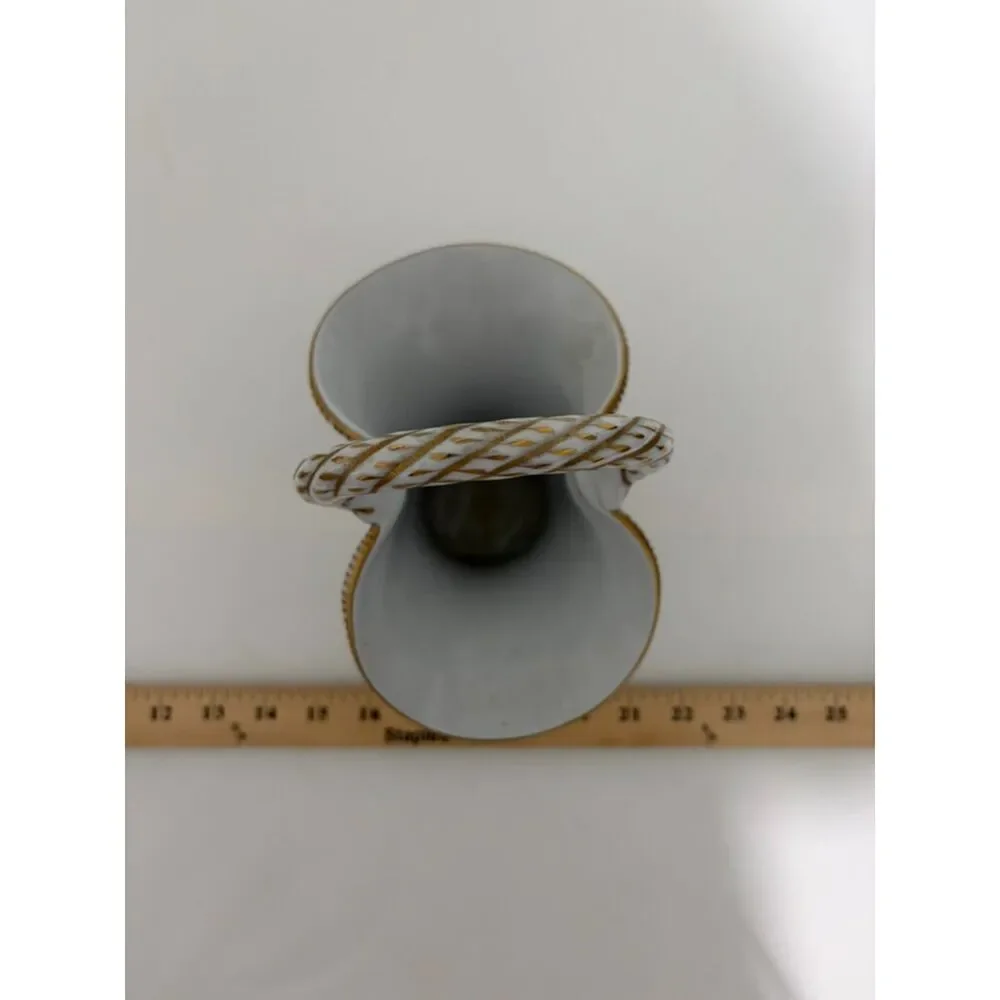 Vintage Paris royal Peint a la Main Handled floral basket vase gold trim